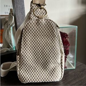 Stylish Checkered Tan Backpack